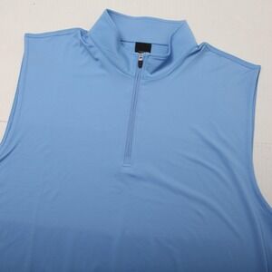 Dunning Golf Vest Mens 2XL Blue Quarter Zip Sleeveless Performance Stretch